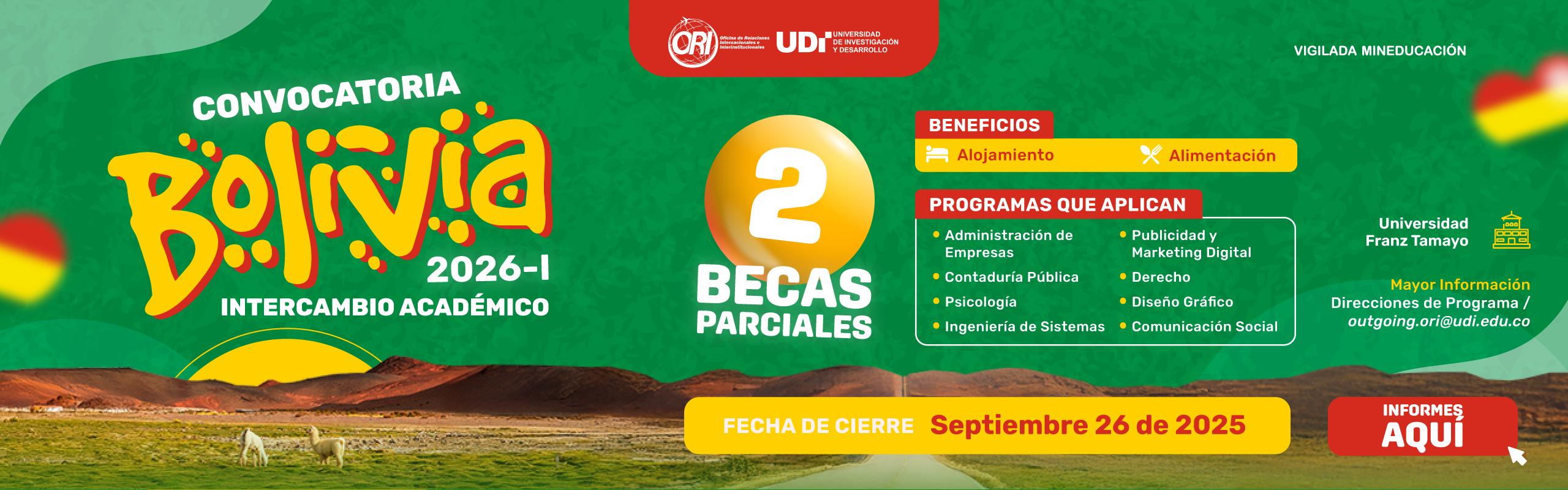 BECA PARCIAL BOLIVIA 2026-I